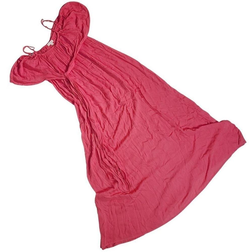 Easal pink off the shoulder ruffle maxi dress small